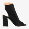 Kazar IMANI - SUEDE BOOTIES ON A WIDE HEEL WITH AN OPEN TOE - High Heel Sandalette - Black