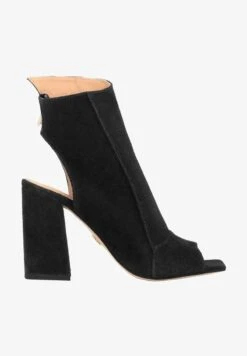 Kazar IMANI - SUEDE BOOTIES ON A WIDE HEEL WITH AN OPEN TOE - High Heel Sandalette - Beige -Kazar Schuhe Geschaft 0cc1c7a831134835a9d313f21f938a3d