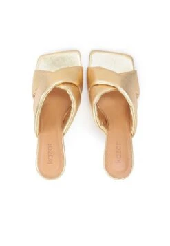 Kazar EOLA-MULES ON A HEEL SHAPED LIKE A HOURGLASS - High Heel Sandalette - Gold -Kazar Schuhe Geschaft 31c3cf8e132f46318319d560ab846b13
