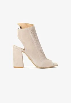 Kazar IMANI - SUEDE BOOTIES ON A WIDE HEEL WITH AN OPEN TOE - High Heel Sandalette - Beige